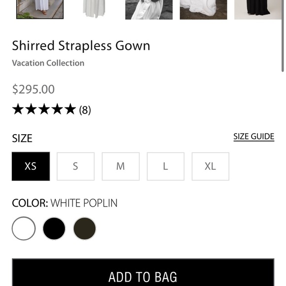 Bumpsuit Shirred Strapless Gown in White Poplin size XS - Picture 6 of 10